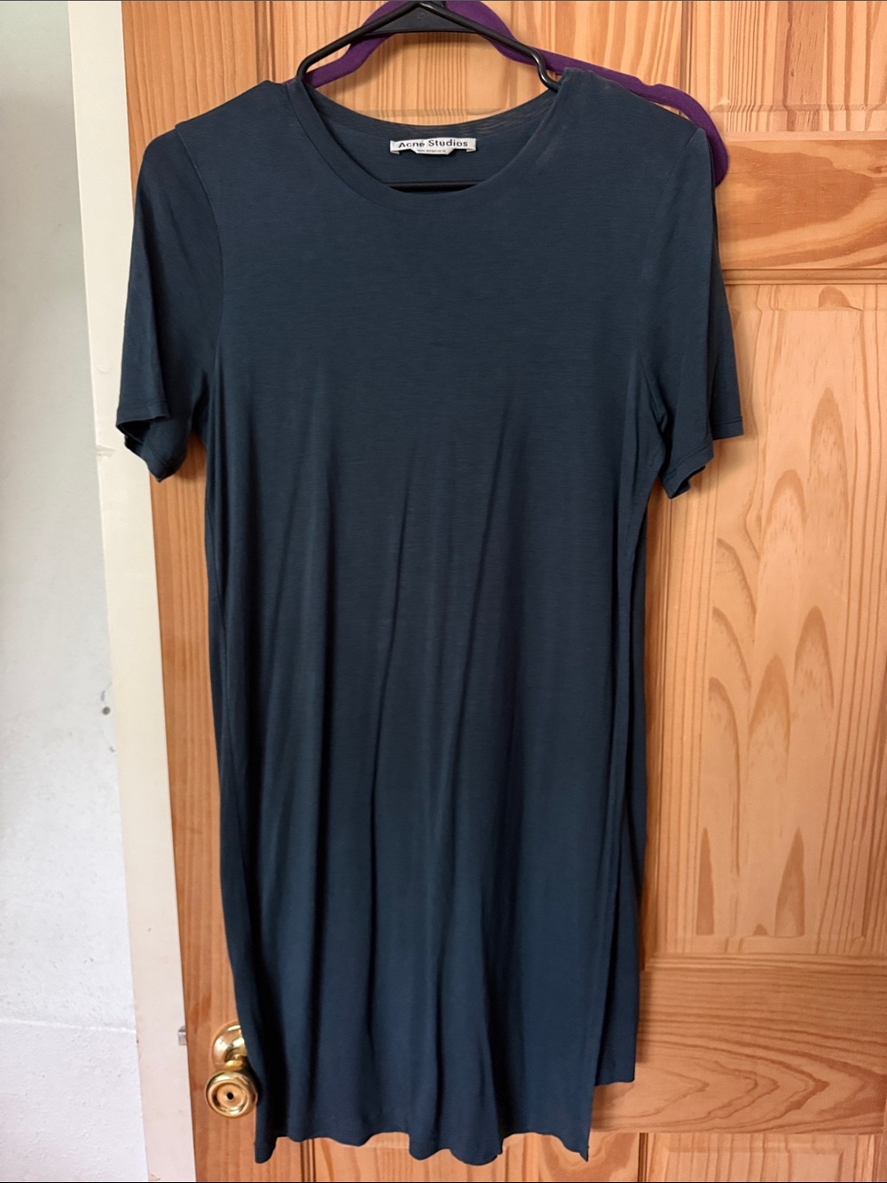 Acne dark teal Crew Neck Short Sleeve Tunic